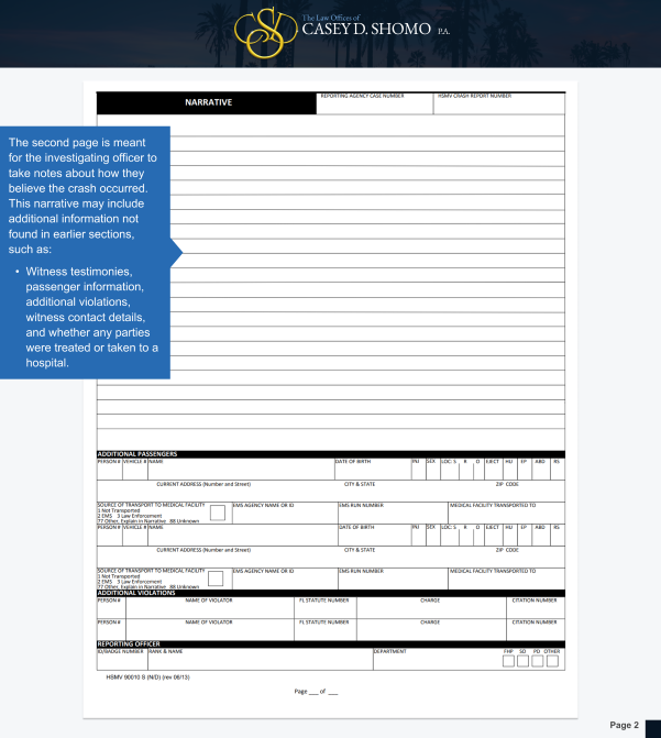 How To Read Your Florida Accident Report page 2